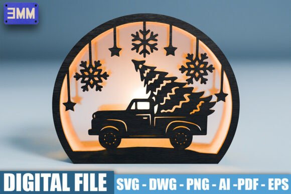 3D Christmas Truck Lantern Laser Cut File