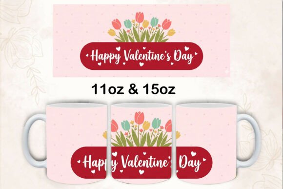 3D Inflated Valentine Floral Mug Design