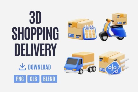 3D Shopping Delivery Set 02: Visual Assets