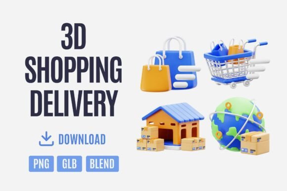 3D Shopping Delivery Set 05 Overview