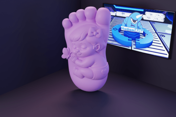 Baby Sleeping on a Giant Foot: Strategic Symbolism in 3D Design and Branding