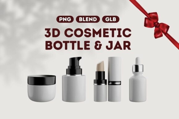 Beauty Product Container Set 02: Elevating Cosmetic Branding with High-Fidelity 3D Mockups