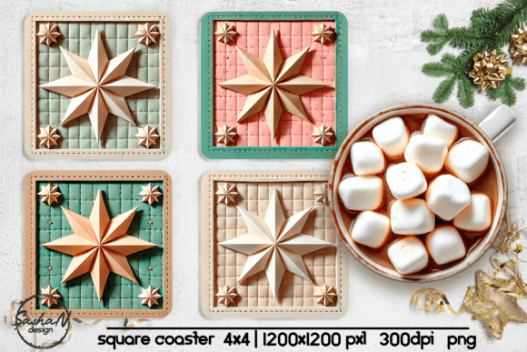 Christmas Star Quilt Square Coaster Png: Elevating Holiday Crafting with Digital Precision