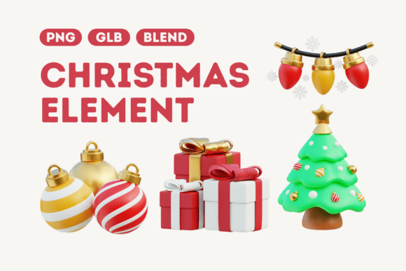 Christmas Tree Element: 3D Holiday Design Assets