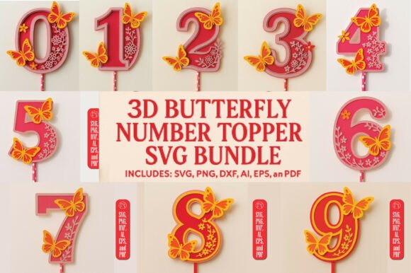 Elevating Celebrations with the 3D Butterfly Number Topper SVG Bundle