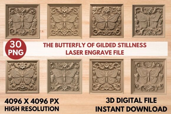 Elevating Laser Engraving with The Butterfly of Gilded Stillness