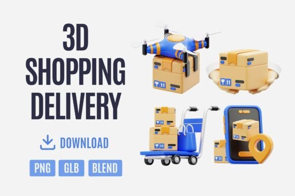 Enhancing E-Commerce Visuals with 3D Shopping Delivery Set 03
