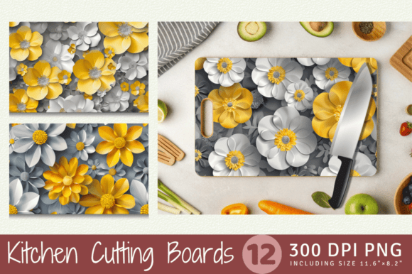 Grey Yellow 3D Flowers Cutting Boards: A Guide to Quality Sublimation Designs for Kitchen Decor