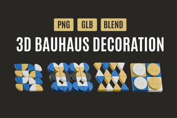 Modern Bauhaus 3D Geometry Pack 02: Elevating Digital Design with Timeless Structure