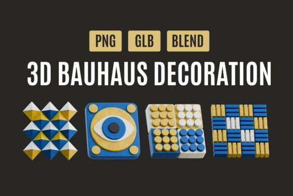 Modern Bauhaus 3D Geometry Pack 05: Elevating Digital Design with Timeless Structure