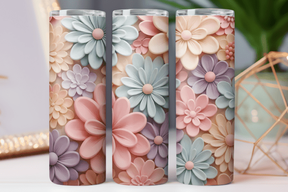 Paper Floral Tumbler Art Design 20oz PNG