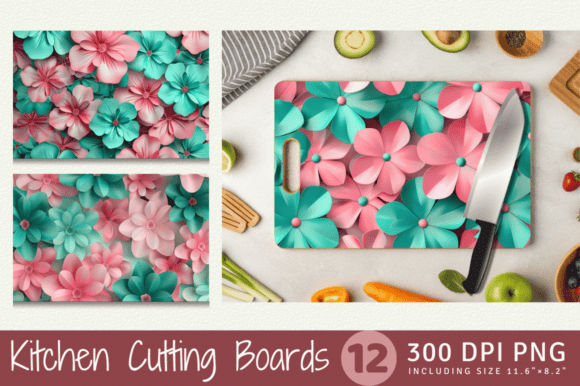 Pink Teal 3D Flowers Cutting Boards Su: A Strategic Asset for Visual Branding and Product Differentiation