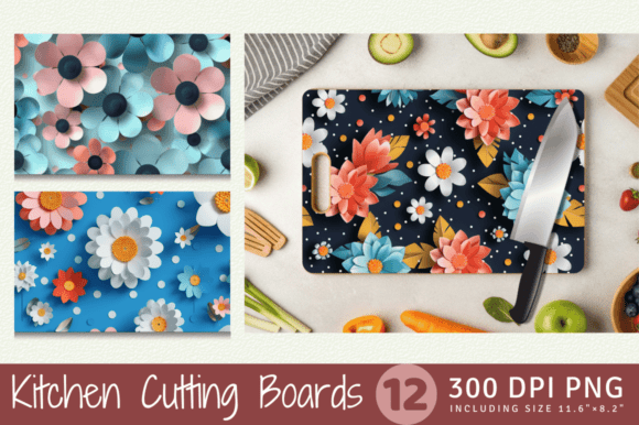 Polka Dots 3D Flowers Cutting Board Design