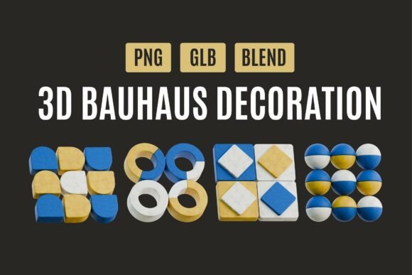 Reimagining Digital Aesthetics with Modern Bauhaus 3D Geometry Pack 04