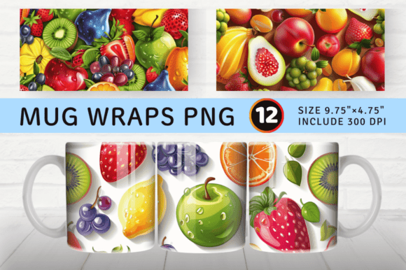 Strategic Branding with Colorful 3D Fruits Mug Wrap Sublimation