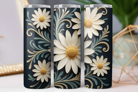 Transforming Drinkware with Paper Floral Tumbler Wrap Design Png Art
