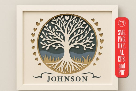 Tree with Heart Outline Shadow Box